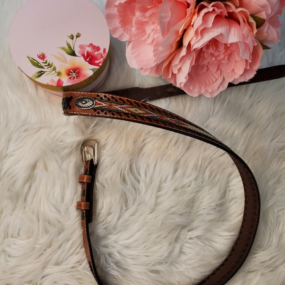 Western brown leather belt - Picture 5 of 10